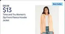 Walmart Time and Tru Women's Zip Front Fleece Hoodie Jacket offer