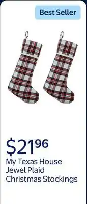 Walmart My Texas House Jewel White/Multi Plaid Christmas Stockings offer