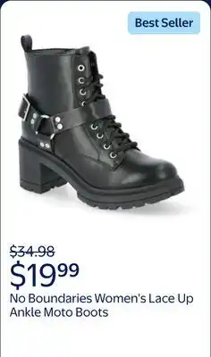 Walmart No Boundaries Women's Lace Up Ankle Moto Boots, Wide Width Available offer