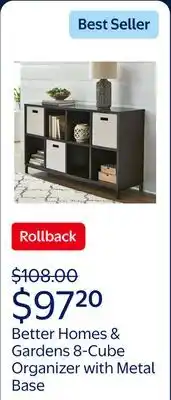 Walmart Better Homes & Gardens 8-Cube Organizer with Metal Base, Espresso offer