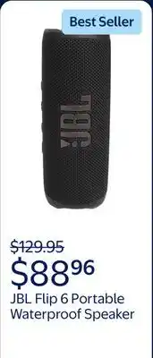 Walmart JBL Flip 6 - Portable Waterproof Speaker - Black offer