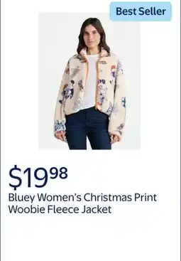 Walmart Bluey Women's Christmas Print Woobie Fleece Jacket offer