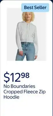Walmart No Boundaries Cropped Fleece Zip Hoodie, Women's offer