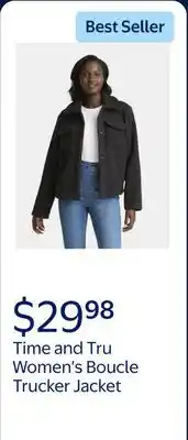 Walmart Time and Tru Women's Boucle Trucker Jacket, Midweight offer