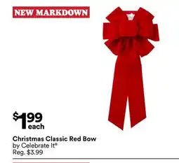 Michaels Christmas Classic red Bow by Celebrate It offer