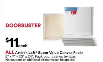 Michaels Artist's Loft Super value Canvas Packs offer