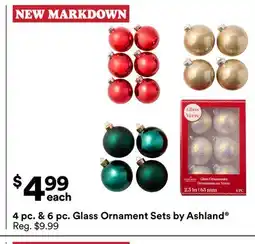 Michaels 4 pc. & 6 pc. Glass ornament Sets by Ashland offer