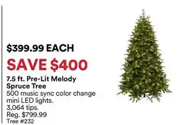 Michaels 7.5 ft. Pre-Lit melody Spruce Tree offer