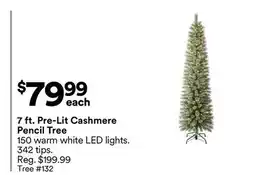 Michaels 7 ft. Pre-Lit Cashmere Pencil Tree offer