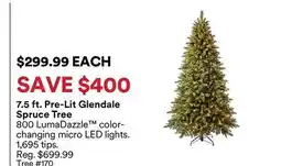 Michaels 7.5 ft. Pre-Lit Glendale Spruce Tree offer