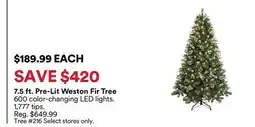 Michaels 7.5 ft. Pre-Lit Weston Fir Tree offer