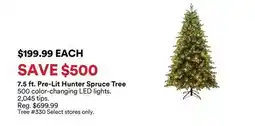 Michaels 7.5 ft. Pre-Lit Hunter Spruce Tree offer