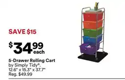 Michaels 5-Drawer rolling Cart by Simply Tidy offer