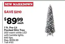 Michaels 7 ft. Pre-Lit Flocked Slim Tree offer