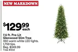 Michaels 7.5 ft. Pre-Lit Glenwood Slim Tree offer