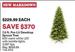 Michaels 7.5 ft. Pre-Lit Dewdrop Spruce Tree offer