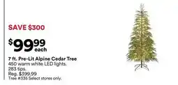 Michaels 7 ft. Pre-Lit Alpine Cedar Tree offer