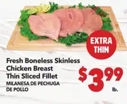 Vallarta Supermarkets Fresh Boneless Skinless Chicken Breast Thin Sliced Fillet / MILANESA DE PECHUGA DE POLLO offer