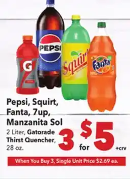 Vallarta Supermarkets Pepsi, Squirt, Fanta, 7up, Manzanita Sol offer