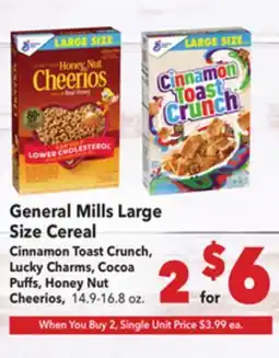 Vallarta Supermarkets General Mills Large Size Cereal offer