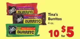 Vallarta Supermarkets Tina's Burritos offer