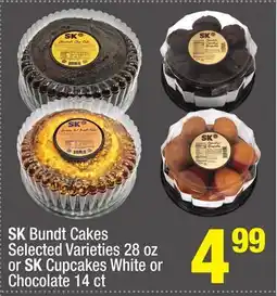 Super King Markets SK Bundt Cakes Selected Varieties 28 oz or SK Cupcakes White or Chocolate 14 ct offer