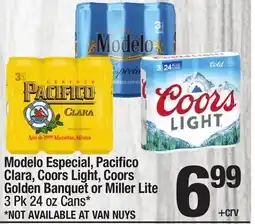 Super King Markets Modelo Especial, Pacifico Clara, Coors Light, Coors Golden Banquet or Miller Lite offer