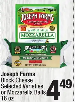 Super King Markets Joseph Farms Block Cheese Selected Varieties or Mozzarella Balls 16 oz offer