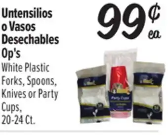 El Super Op's White Plastic Forks, Spoons, Knives or Party Cups offer