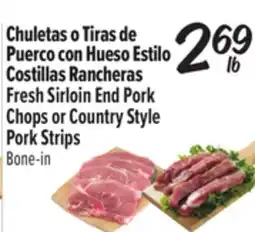 El Super Fresh Sirloin End Pork Chops or Country Style Pork Strips offer