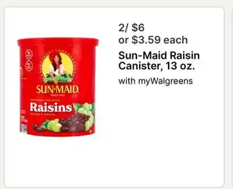 Walgreens Sun-Maid Raisin Canister offer