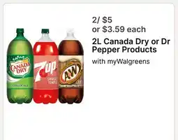 Walgreens 2L Canada Dry or Dr Pepper Products offer