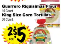 Superior Grocers Guerrero Riquisimas Flour 10 Count. King Size Corn Tortillas 30 Count offer