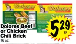 Superior Grocers Dolores Beef or Chicken Chili Brick offer