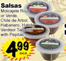 Superior Grocers Salsas Molcajete Roja or Verde, Chile de Arbol, Habanero, Hatch, Verdeor Taquera with Pepitas offer