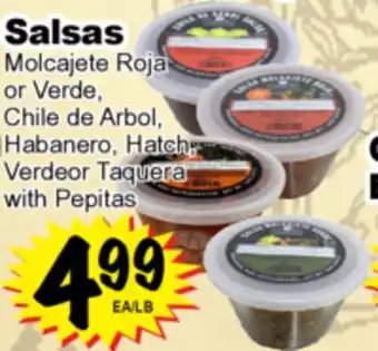 Superior Grocers Salsas Molcajete Roja or Verde, Chile de Arbol, Habanero, Hatch, Verdeor Taquera with Pepitas offer