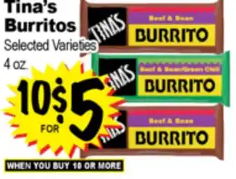 Superior Grocers Tina's Burritos offer