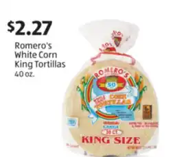 Aldi Romero's White Corn King Tortillas offer