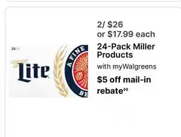 Walgreens 24-Pack Miller Products offer