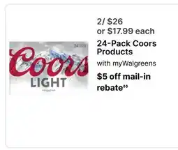 Walgreens 24-Pack Coors Products offer