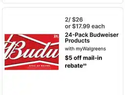 Walgreens 24-Pack Budweiser Products offer