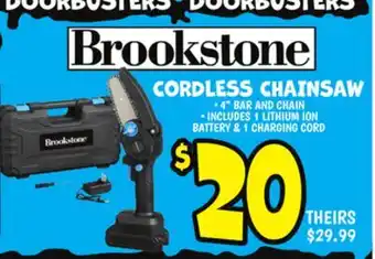 Ollie's BROOKSTONE CORDLESS CHAINSAW offer