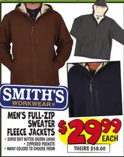 Ollie's SMITH'S WORKWEAR MEN'S FULL-ZIP SWEATER FLEECE JACKETS offer