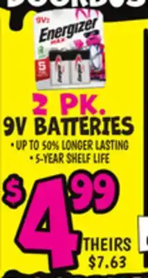 Ollie's Energizer 2 PK. 9V BATTERIES offer
