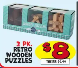 Ollie's 3 PK. RETRO WOODEN PUZZLES offer