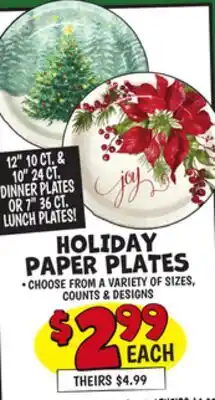 Ollie's HOLIDAY PAPER PLATES offer