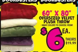 Ollie's 60 X 80 OVERSIZED VELVET PLUSH THROW offer