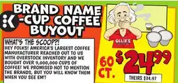 Ollie's K-CUP COFFEE BUYOUT offer