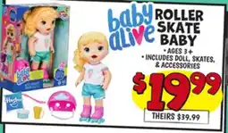 Ollie's Baby alive ROLLER SKATE BABY offer