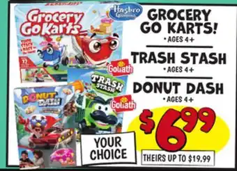 Ollie's GROCERY GO KARTS! TRASH STASH DONUT DASH offer